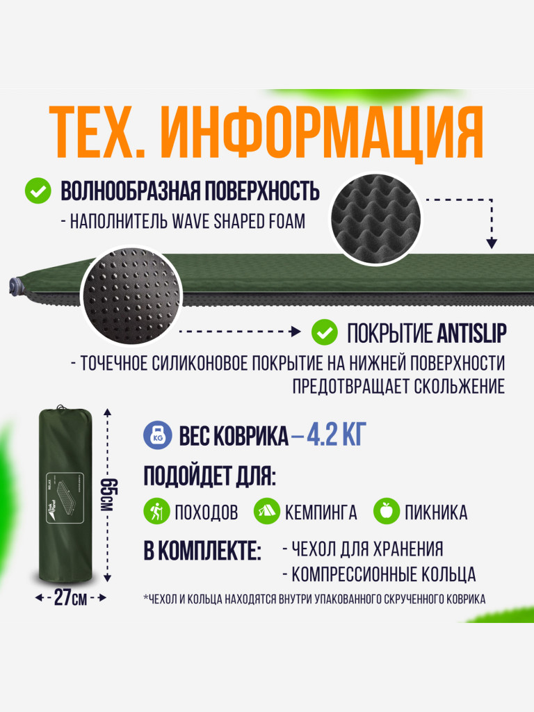 Коврик для пикника Trek Planet Relax 50 Double Green