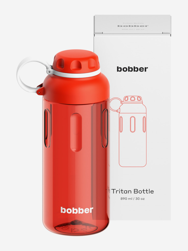 Бутылка тритановая Tritan Bottle для холодных напитков, с ситечком, 890 мл, красная