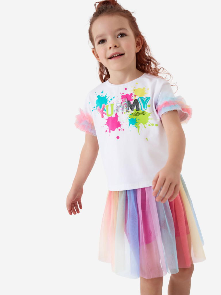 Комплект для девочек: футболка, юбка-шорты PlayToday