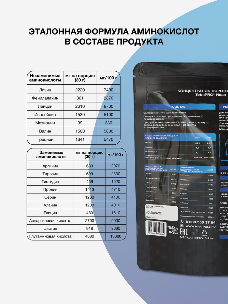 Протеин сывороточный без сахара TobePRO Whey Protein, 900 г/30 порций