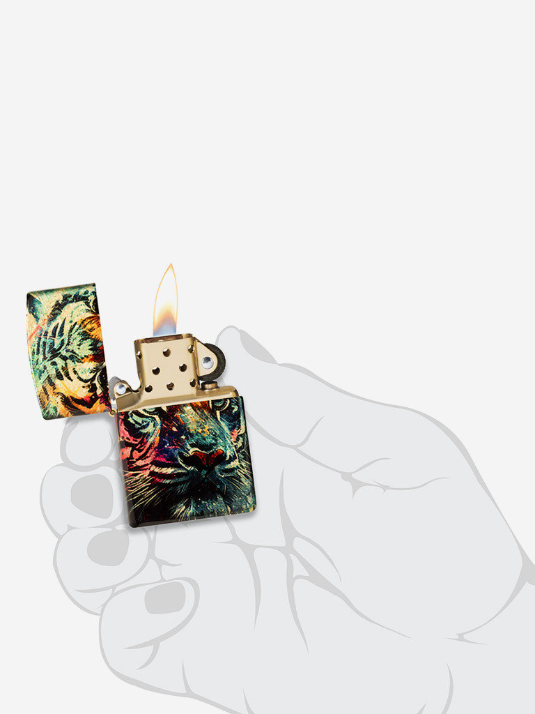 Зажигалка бензиновая ветроустойчивая Zippo Painted Tiger Design 540 Tumbled Brass