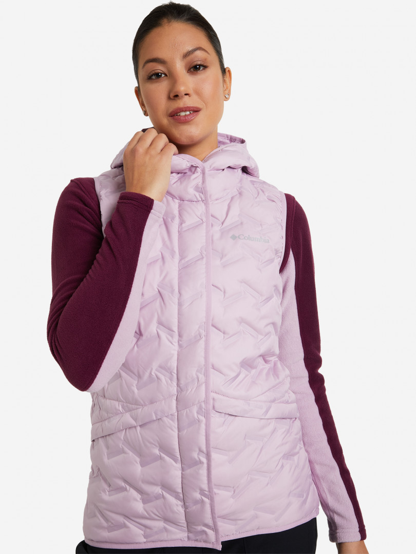 фото Жилет пуховый женский columbia delta ridge hooded vest, фиолетовый