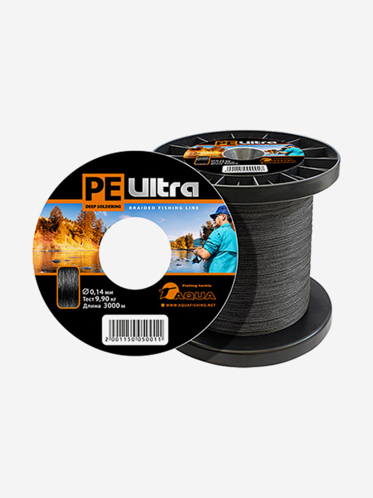 Плетеный шнур для рыбалки Aqua PE ULTRA Black 0,14mm 3000m