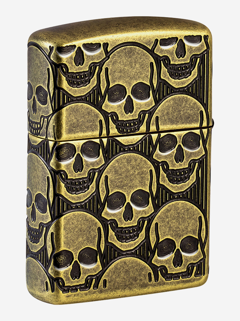 Зажигалка бензиновая ветроустойчивая Zippo Armor Cackling Cranium Antique