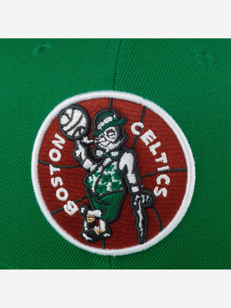 Бейсболка с прямым козырьком MITCHELL NESS HHSS3258-BCEYYPPPGREN Boston Celtics NBA