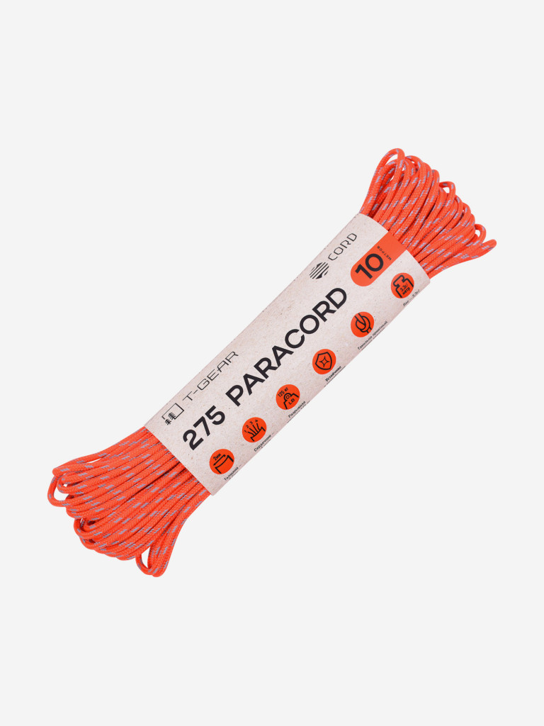 Паракорд 275 T-Gear x CORD nylon 10м световозвращающий (Neon Orange)
