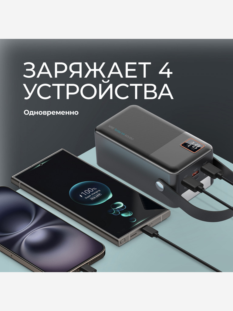 Внешний аккумулятор NRG Turbo V4 60000 мА-ч (222Вт-ч), дисплей