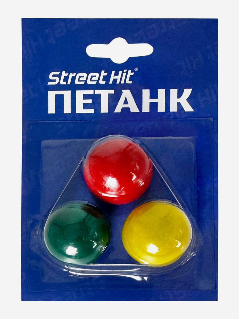 Цветные шары-кошонеты Street Hit Петанк, набор из 3 шт., дерево