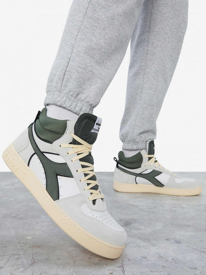 фото Кеды мужские diadora magic basket demi cut suede leather, белый