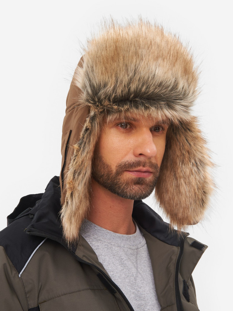 Шапка-ушанка мужская зимняя меховая с маской Huntsman Евро Енот