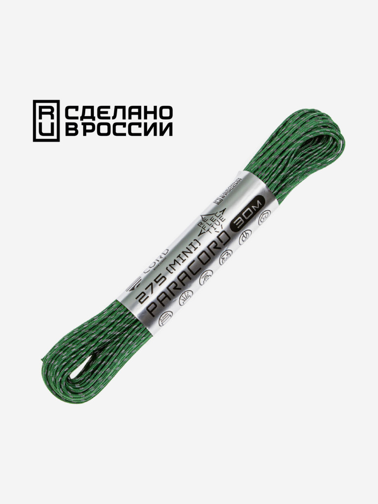 Паракорд 275 (мини) CORD nylon 30м RUS световозвращающий (ultragreen)