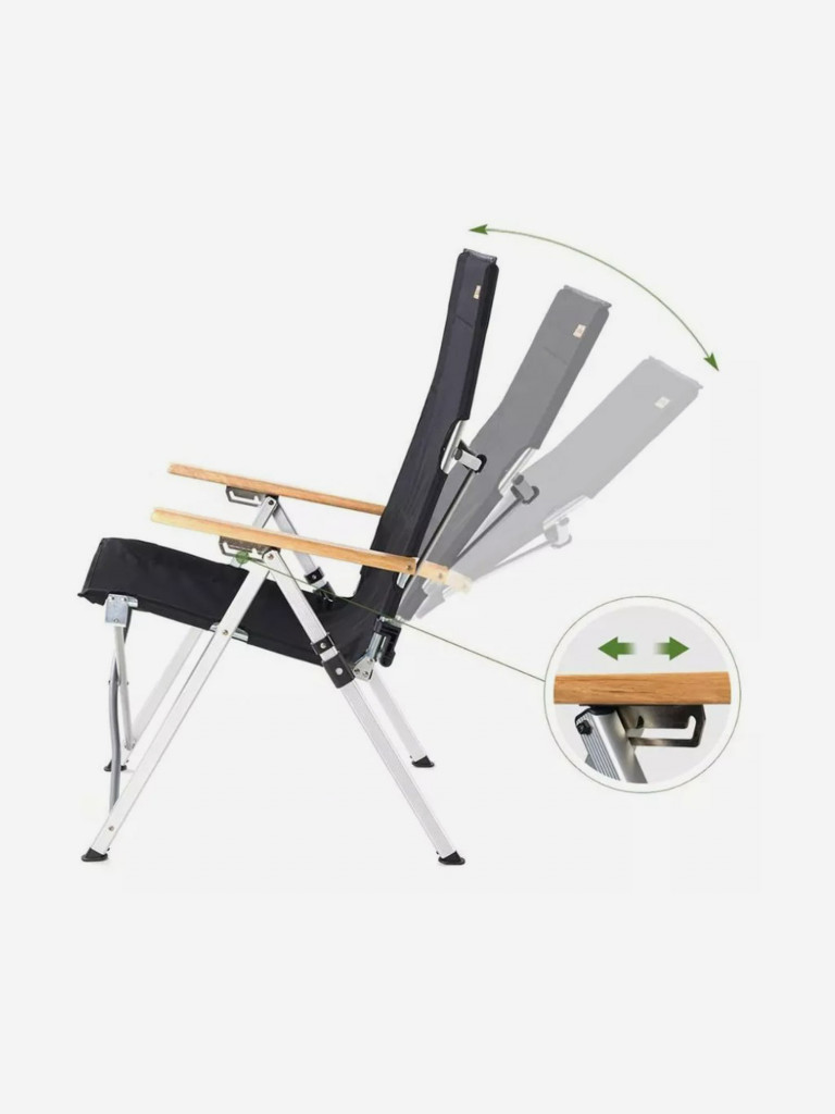 Кресло туристическое Naturehike складное, регулируемое, хаки, до 140 кг