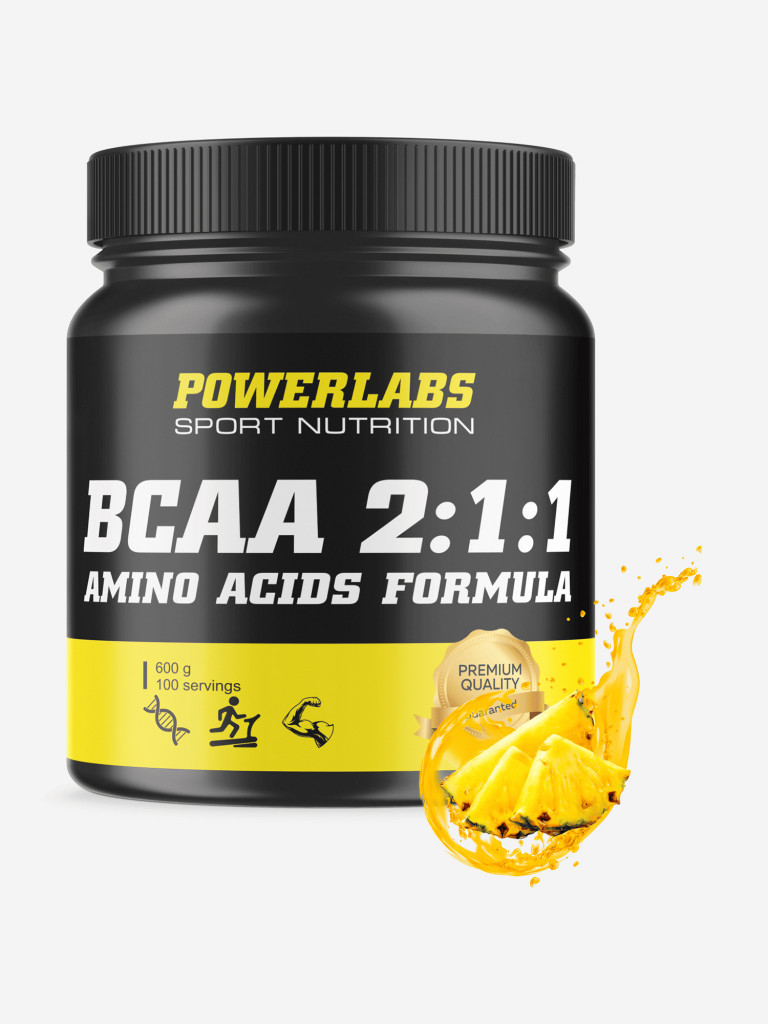 BCAA, Powerlabs, 600 г, ананас