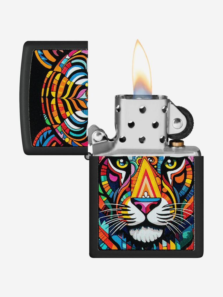 Зажигалка бензиновая ветроустойчивая Zippo Tiger Stripes Design Black Matte