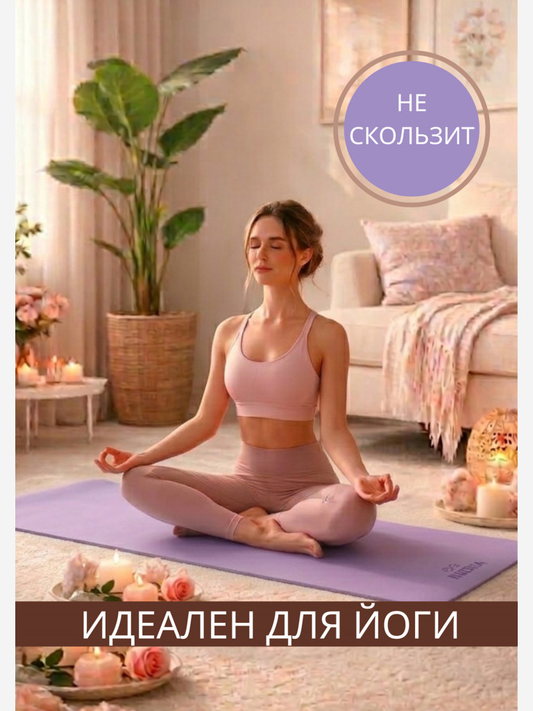 Спортивный коврик NiiDRA Basic лавандово-розовый
