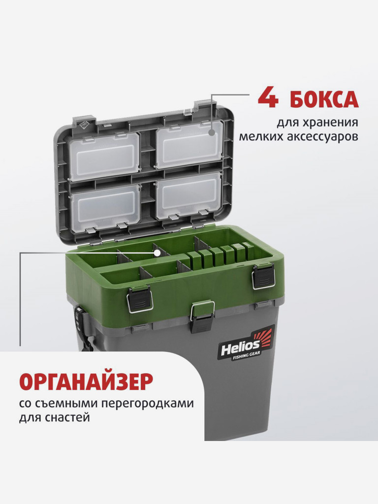 Ящик рыболовный зимний серый/хаки (HS-IB-19-GH) Helios