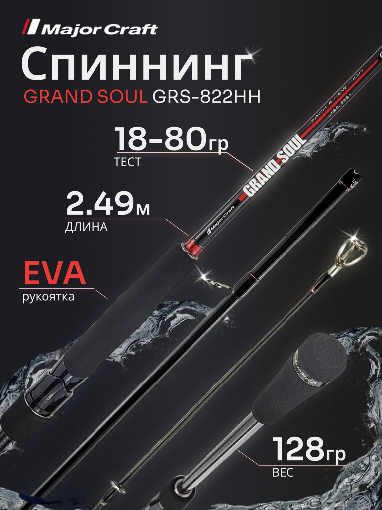Спиннинг Major Craft GRAND SOUL GRS-822HH 18-80гр