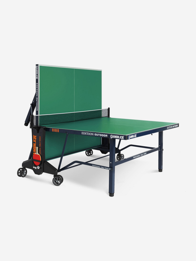 Стол теннисный всепогодный, для улицы, для дачи, для школы GAMBLER Edition Outdoor Зеленый, профессиональный, складной, с встроенной сеткой и колесами