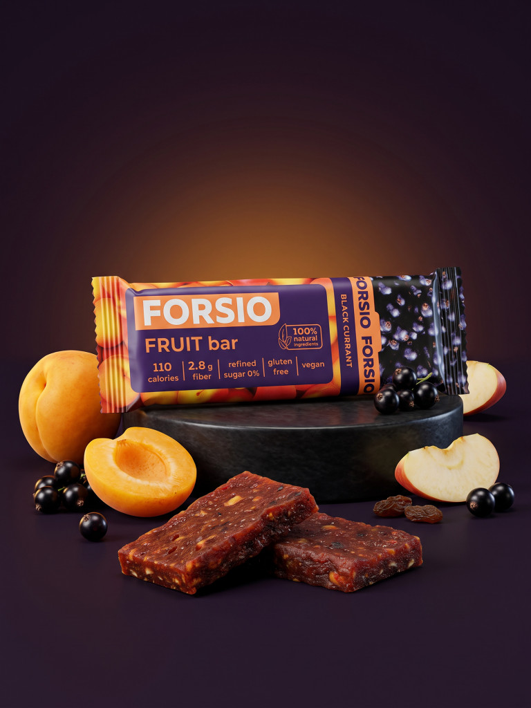 Фруктовый батончик Forsio абрикосовый с черной смородиной, 30 г