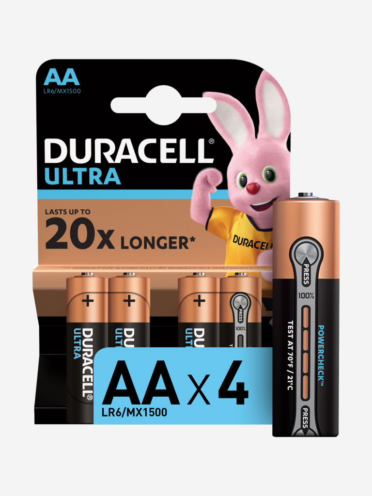 Батарейки щелочные Duracell Ultra АА, 4 шт. черный цвет — купить за 499  руб., отзывы в интернет-магазине Спортмастер