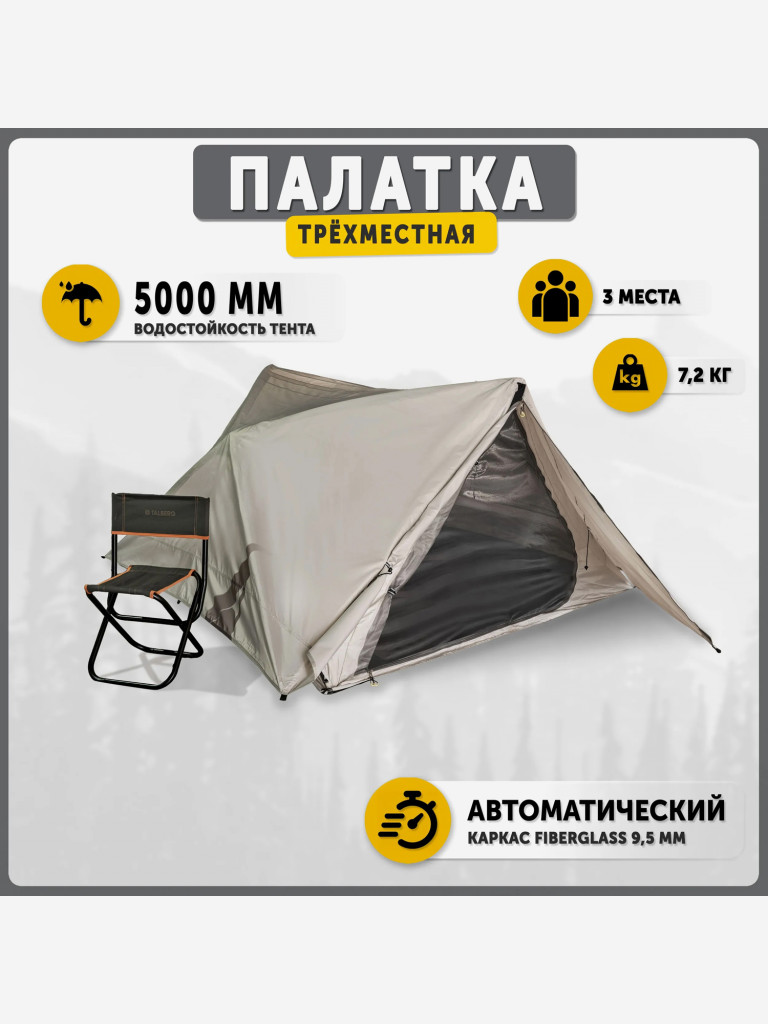 Палатка Talberg CASETTA 3 LUX, серый