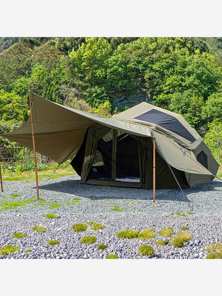 Надувная палатка Coody BESTONA Army Green, 380×380×275 см, 2–4 человека, 2 входа, навес