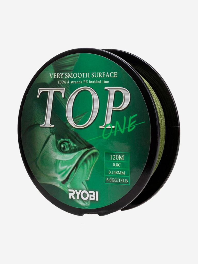 Шнур плетеный для рыбалки Ryobi TOP PE4X, 120м, 0,148мм, 6кг, темно-зеленый