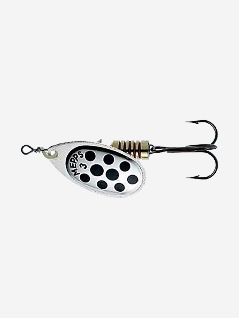 Блесна для рыбалки вертушка Mepps AGLIA PTS, 3, SILVER/Black dots, 1 штука