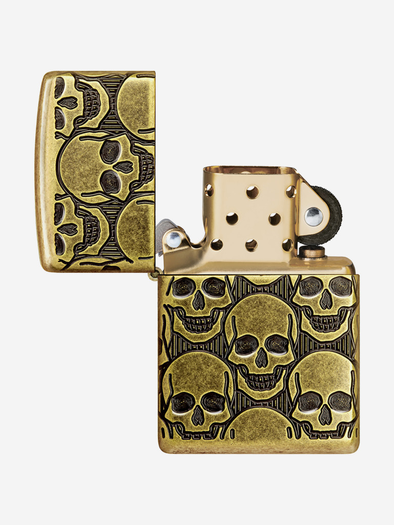Зажигалка бензиновая ветроустойчивая Zippo Armor Cackling Cranium Antique