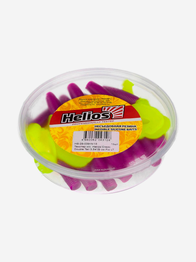 Мягкая приманка Helios Credo Double Tail, 3,54" / 9 см, Fio LT, 15 штук (HS-28-039-N-15)