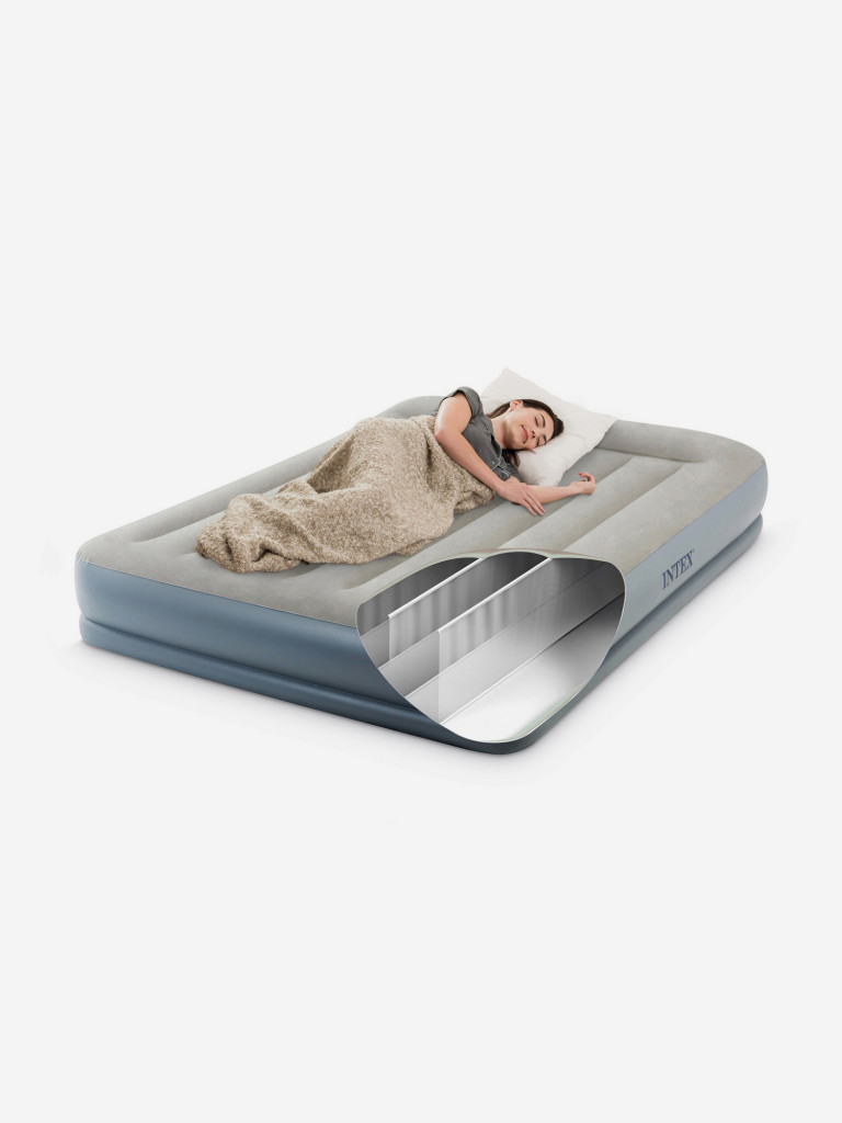 Кровать надувная Intex 64118 PILLOW REST MID-RISE, Queen, 152х203х30 см, с насосом 220В
