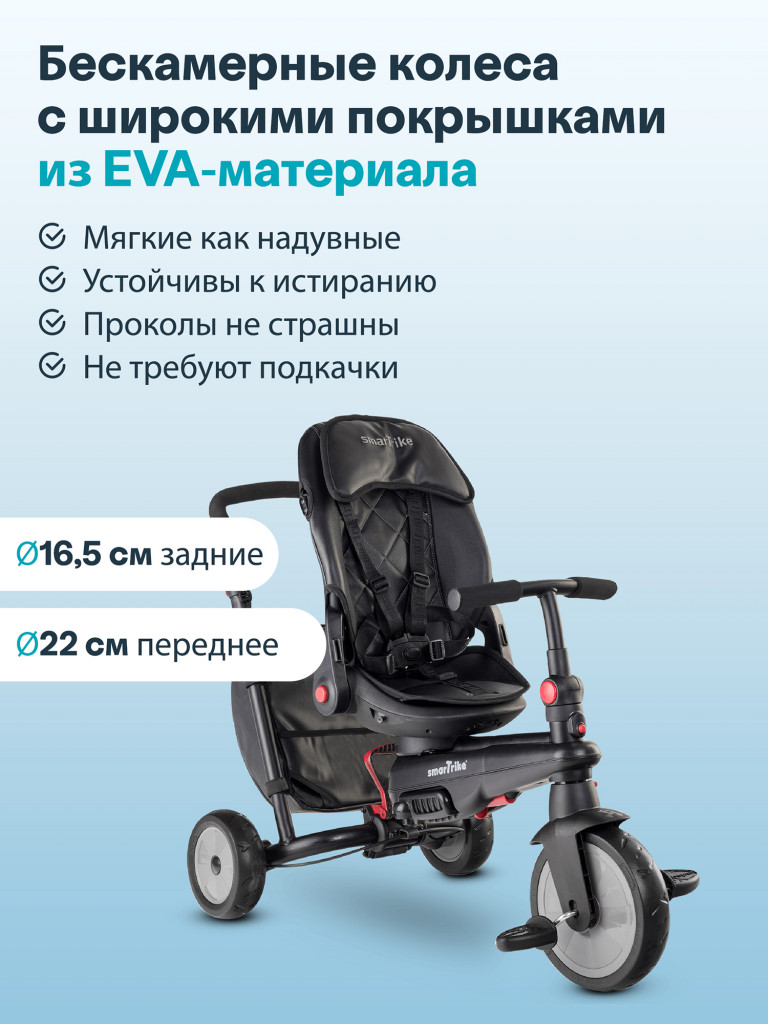 Велосипед детский трехколесный с ручкой SmarTrike STR7 Urban Black