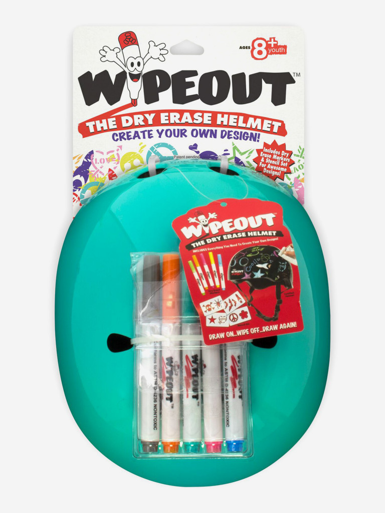 Шлем защитный с фломастерами Wipeout Teal Blue (L 8+) - бирюзовый