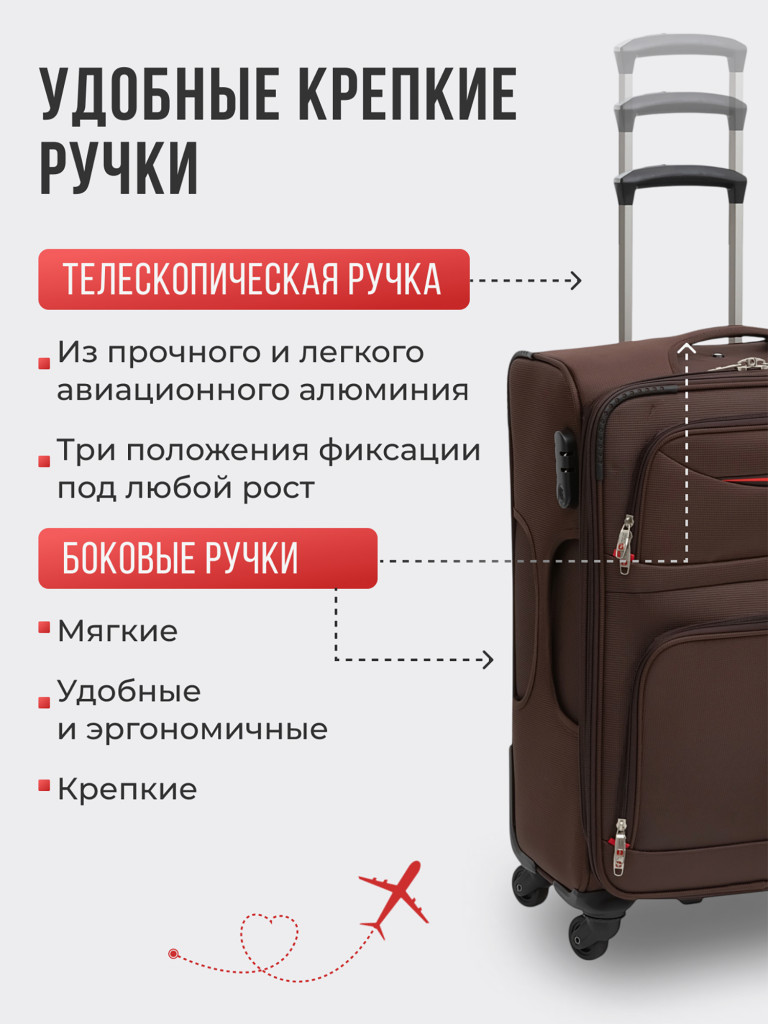 Чемодан Tevin s ручная кладь тканевый неубиваемый