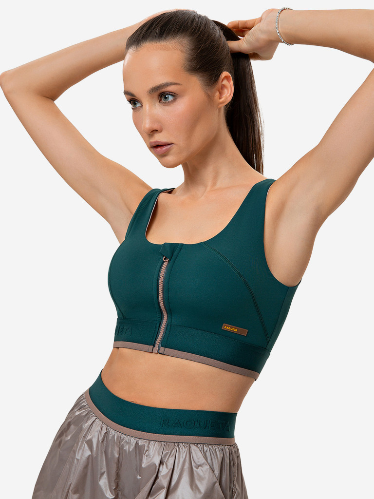 Топ женский RAQUETA SPORT Zip, 23 Deep Green