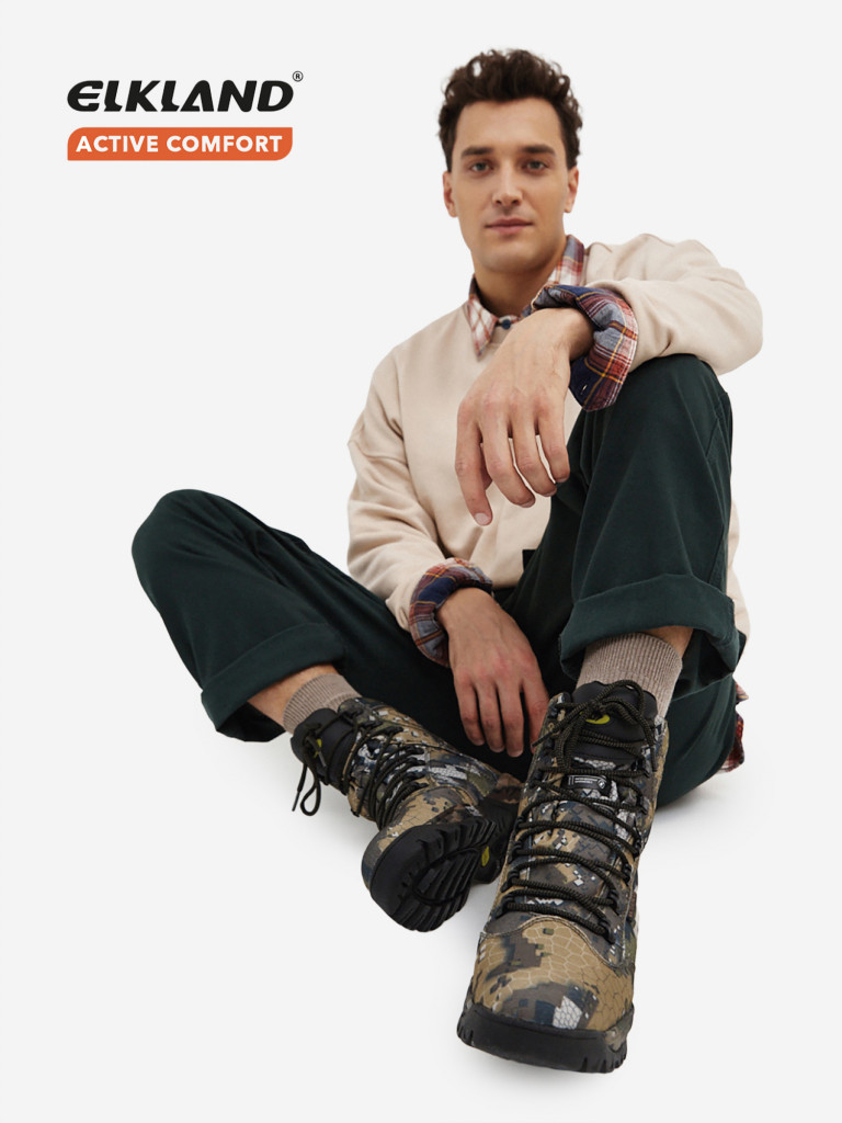 Ботинки зимние мужские ELKLAND 159, водонепроницаемые, нескользящая подошва с глубоким протектором, до −20°C