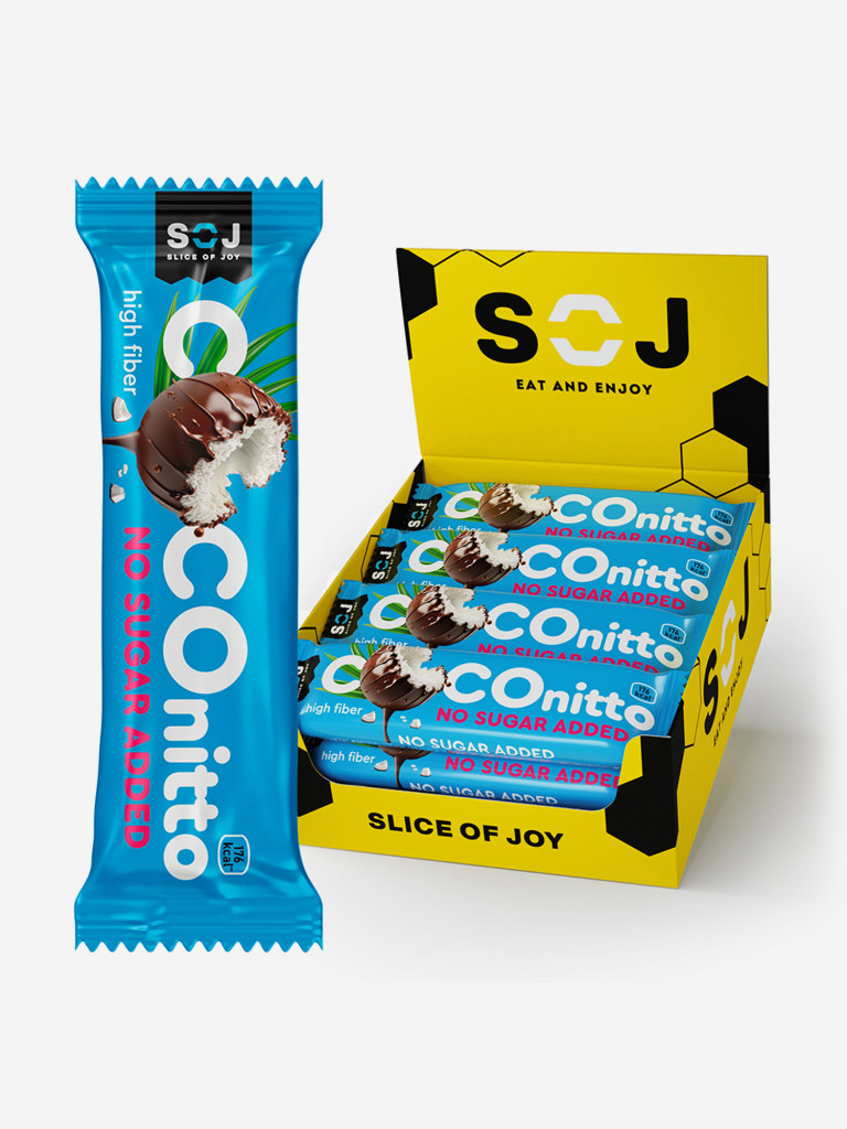 Кокосовый батончик SOJ COCOnitto с ванильно-сливочным вкусом без добавления сахара 40г 20шт
