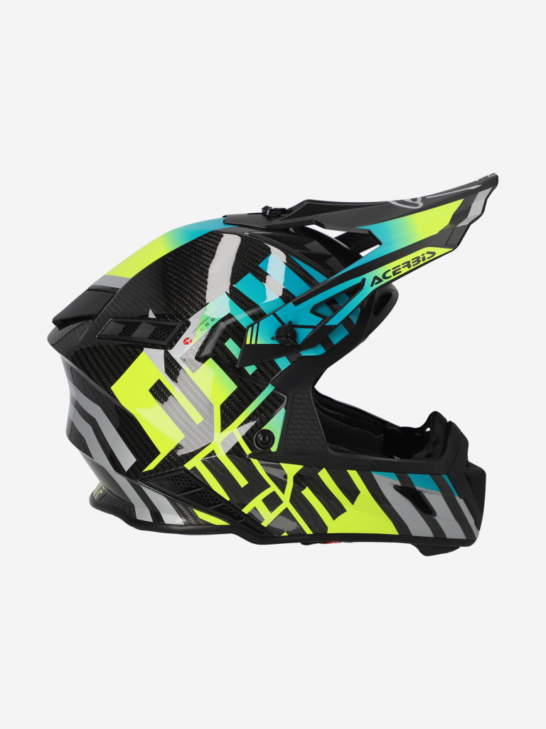 Мотошлем кроссовый взрослый Acerbis STEEL CARBON 22-06 Light Blue/Fluo Yellow
