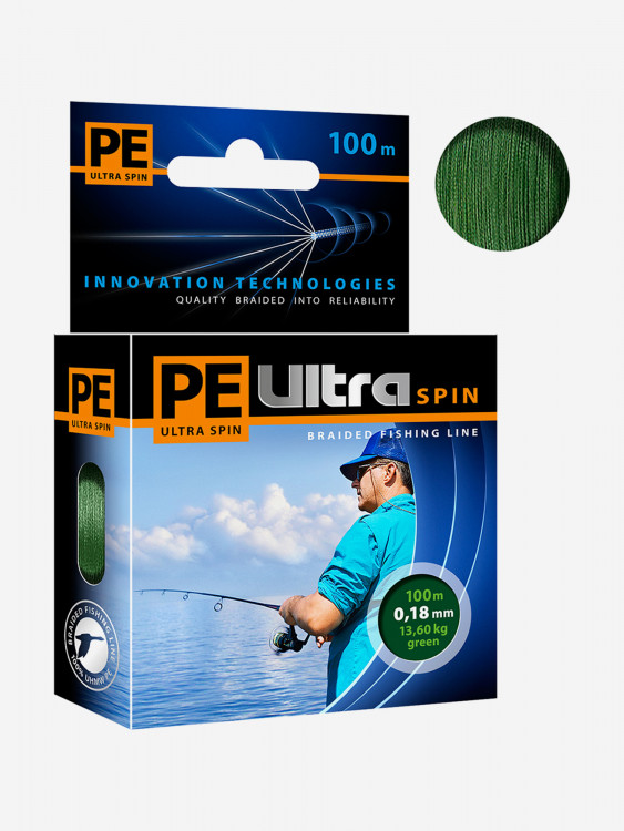 Плетеный шнур для рыбалки AQUA PE ULTRA SPIN Dark Green 0,18mm 100m