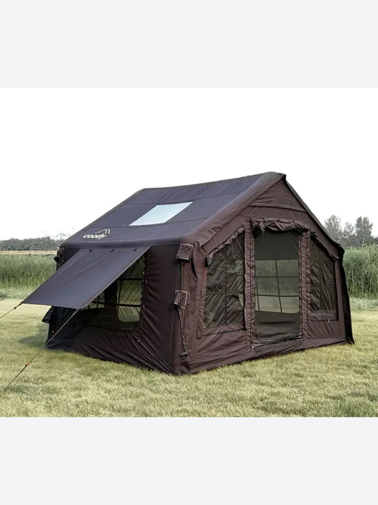 Надувная палатка Coody 8.0 PRO Black, 8 м², 2–4 человека, 2 входа, навес