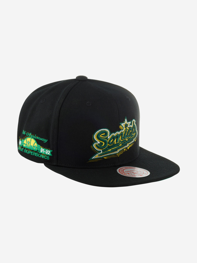 Бейсболка с прямым козырьком MITCHELL NESS HHSS5820-SSUYYPPPBLCK Seattle Supersonics NBA