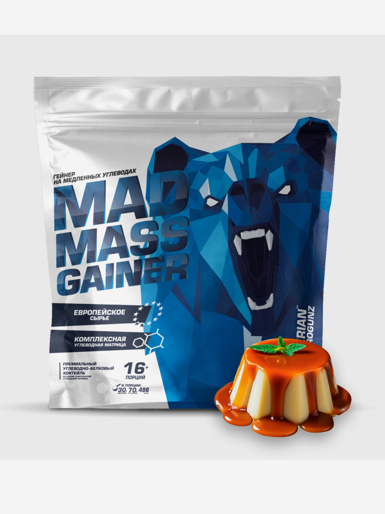 Гейнер MAD MASS GAINER Карамельный пудинг 2000 g SIBERIAN NUTROGUNZ