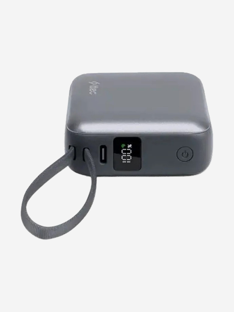 Внешний аккумулятор TTEC ReCharger Mini LCD 10000mAh USB-C PD 35W Powerbank со встроенным кабелем USB-C. Цвет: серый