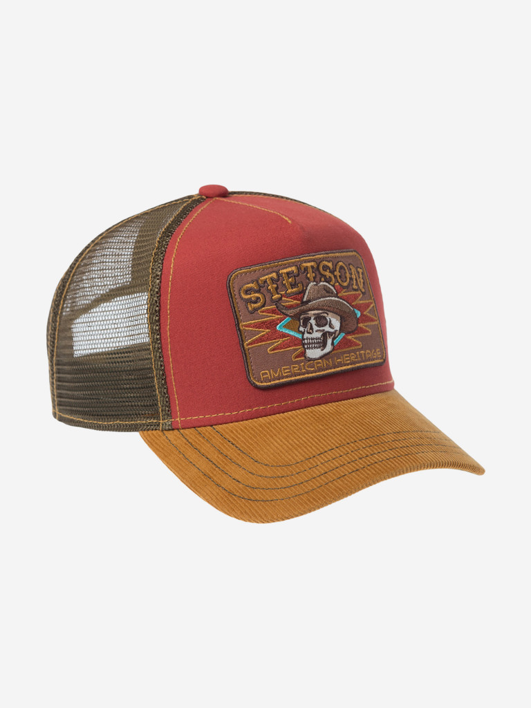 Бейсболка с сеточкой STETSON 7741106 TRUCKER CAP SKULL (красный)