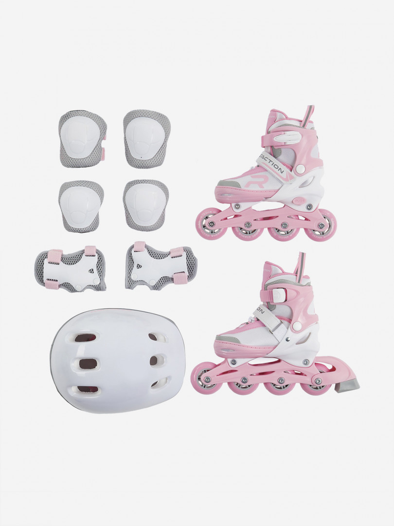 фото Набор детский: роликовые коньки, шлем, комплект защиты reaction sunny, розовый