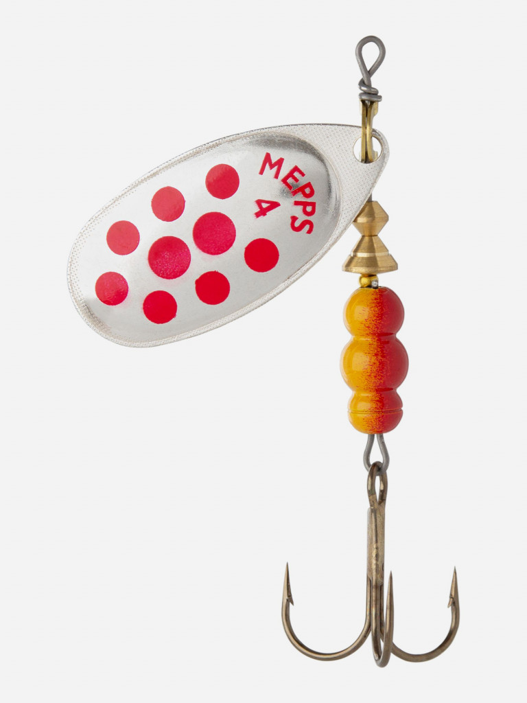 Блесна для рыбалки вертушка Mepps AGLIA PTS, 4, SILVER/Red, 1 штука