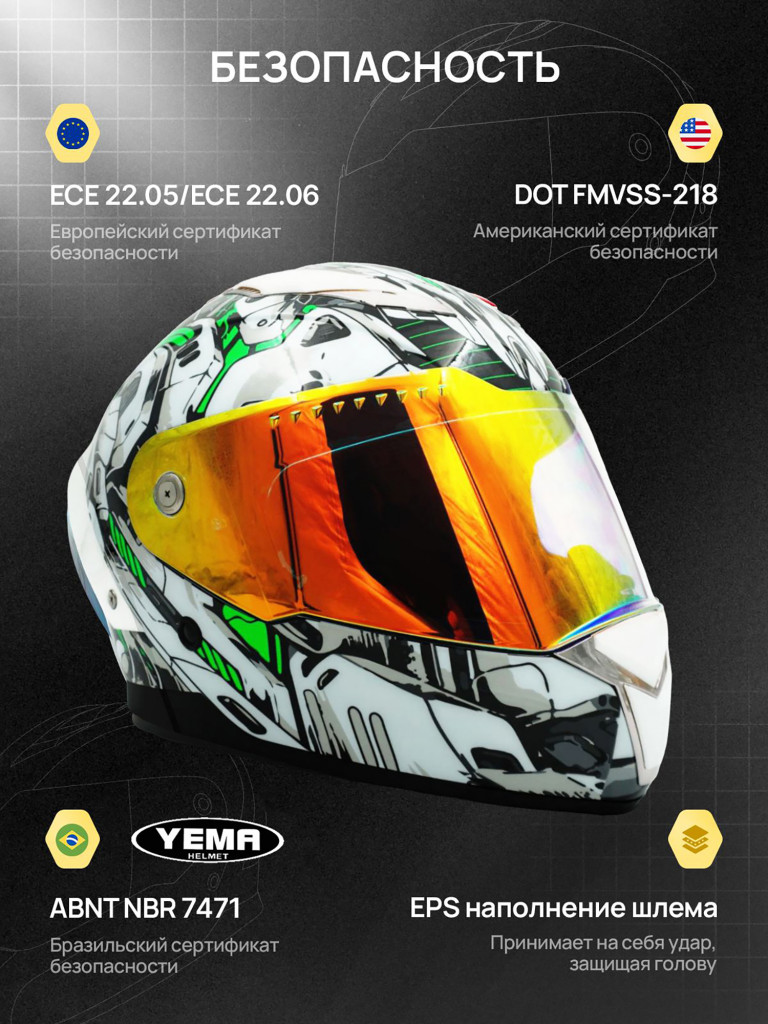 Мотошлем интеграл Yema YM-850-1 закрытый