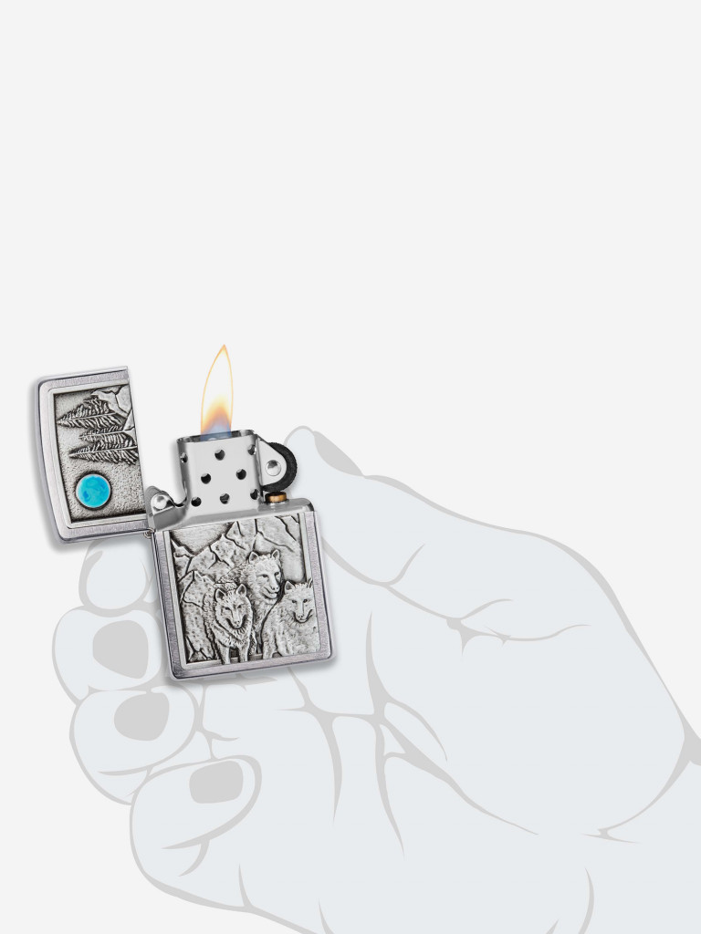 Зажигалка бензиновая ZIPPO 49295 Wolf Pack and Moon Emblem