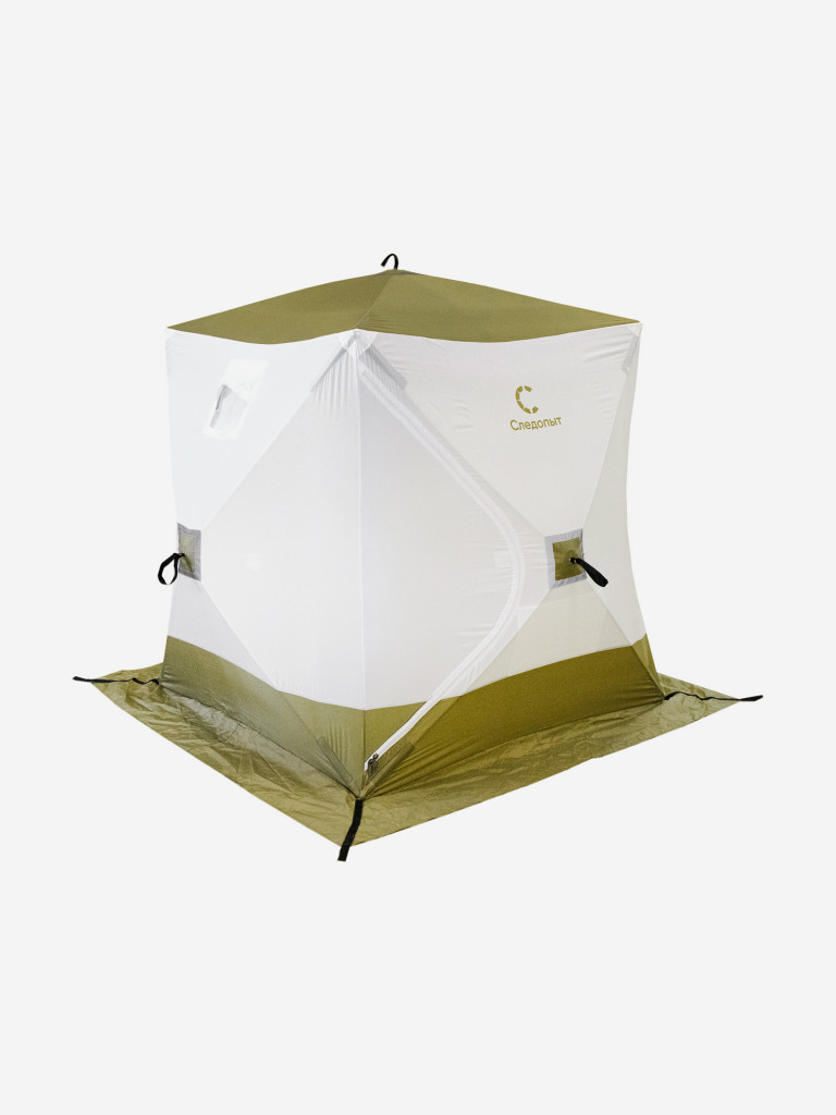 Палатка зимняя куб Следопыт 1,5 х1,5 м, Oxford 210D PU 1000, S по полу 2,2 кв.м, цвет оливковый, белый.
