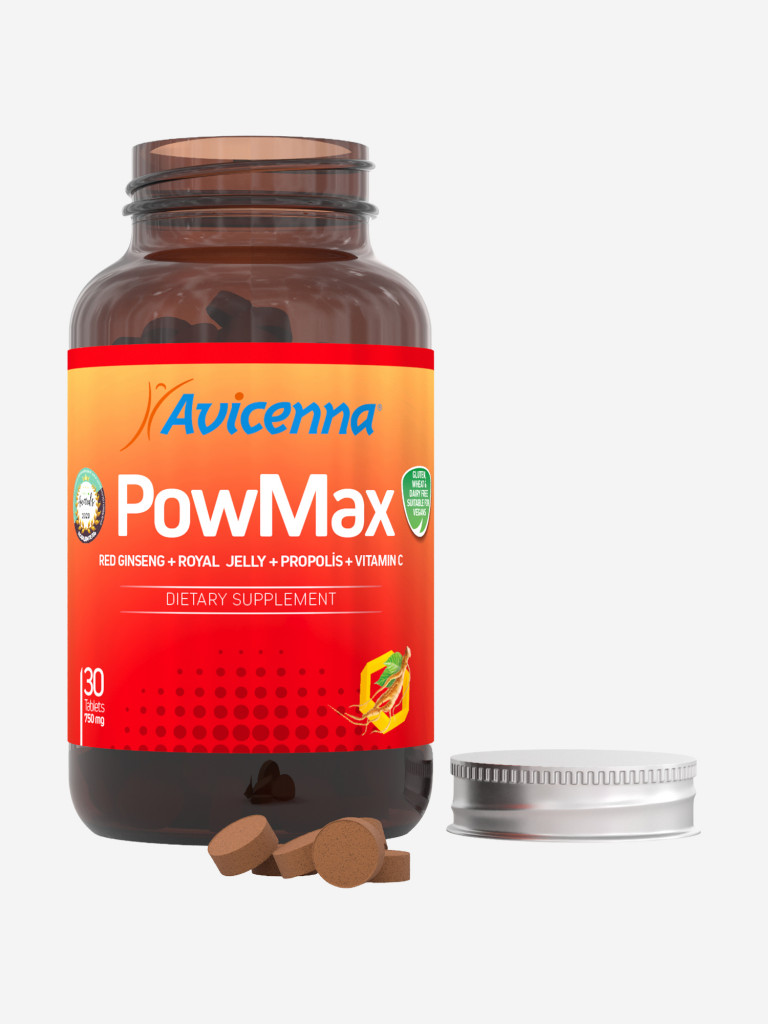 Комплекс с женьшенем и маточным молочком Avicenna® PowMax для энергии, тонуса и работоспособности, таблетки 60шт
